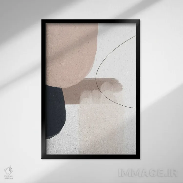 تابلو مینیمال مینیمال پاستلی اثر نیکی - نمای قابدار مشکی