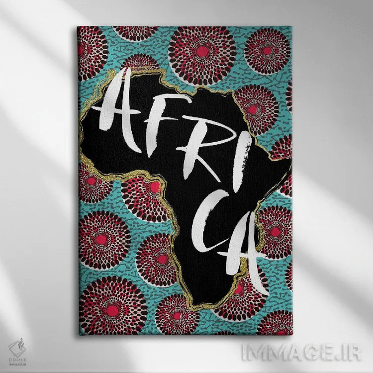 تابلو دکوراتیو نقشه آفرو اثر نیکی چو - نمای روبهرو روی دیوار
