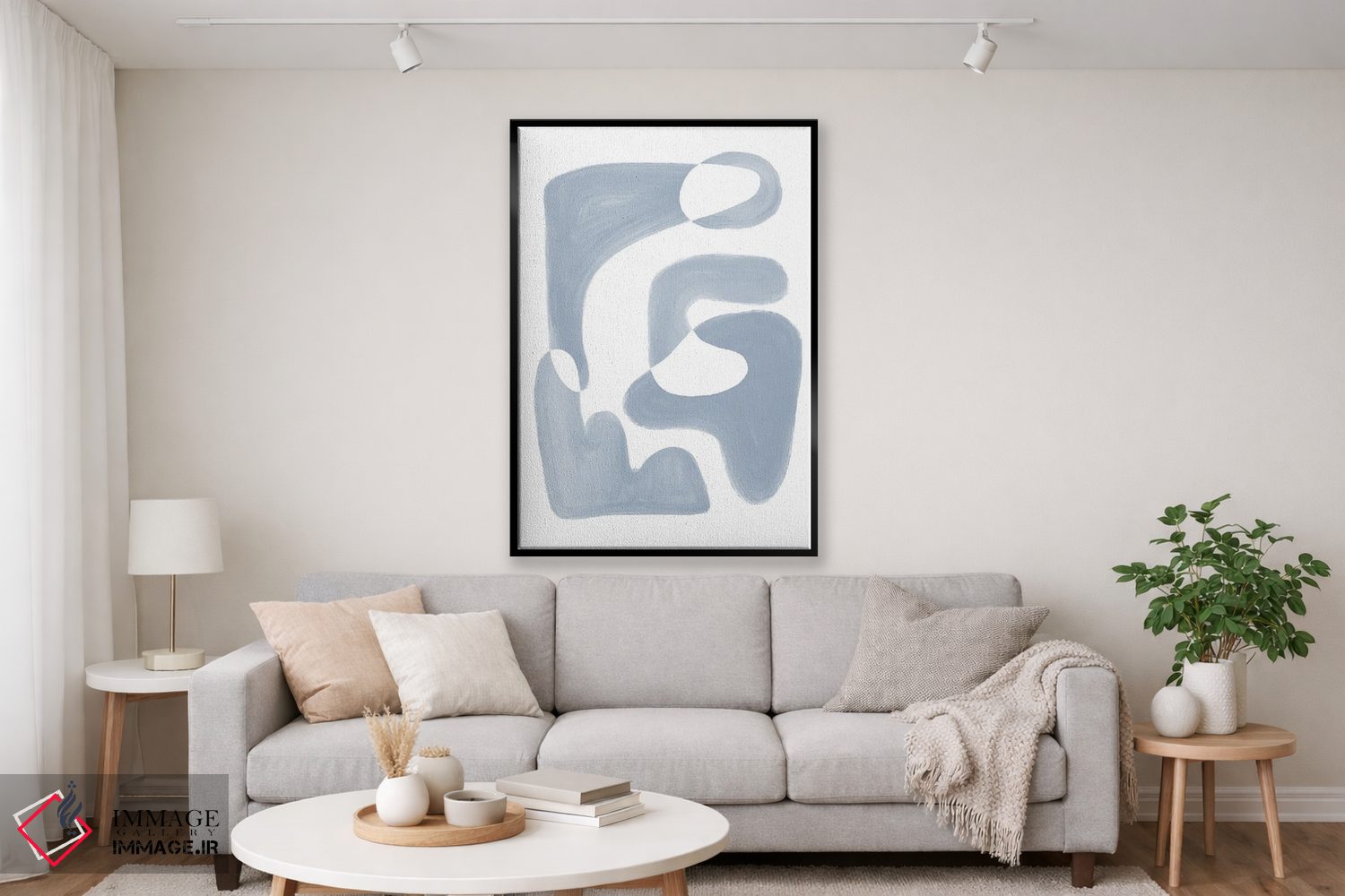 تابلو مینیمال شکل انتزاعی آبی اثر نیکی - D2B