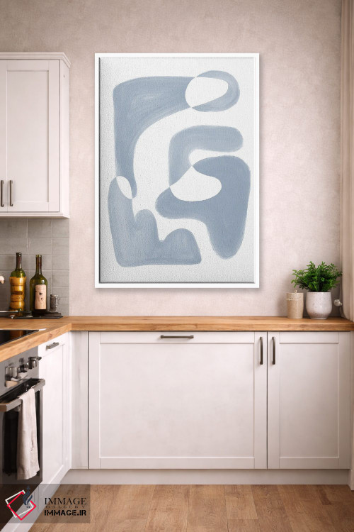 تابلو مینیمال شکل انتزاعی آبی اثر نیکی - D4W