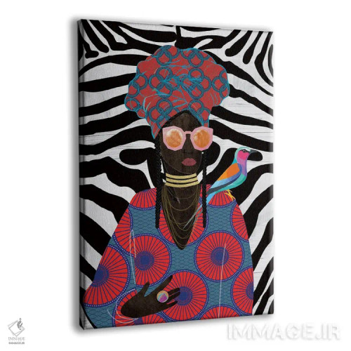 تابلو دکوراتیو ملکه مدرن با توربان اثر نیکی چو - نمای پرسپکتیو محصول