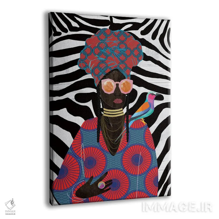 تابلو دکوراتیو ملکه مدرن با توربان اثر نیکی چو - نمای پرسپکتیو محصول