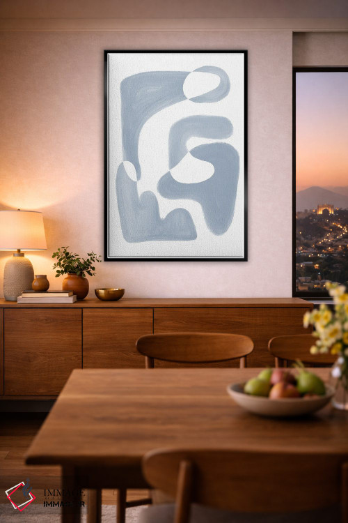 تابلو مینیمال شکل انتزاعی آبی اثر نیکی - D3B