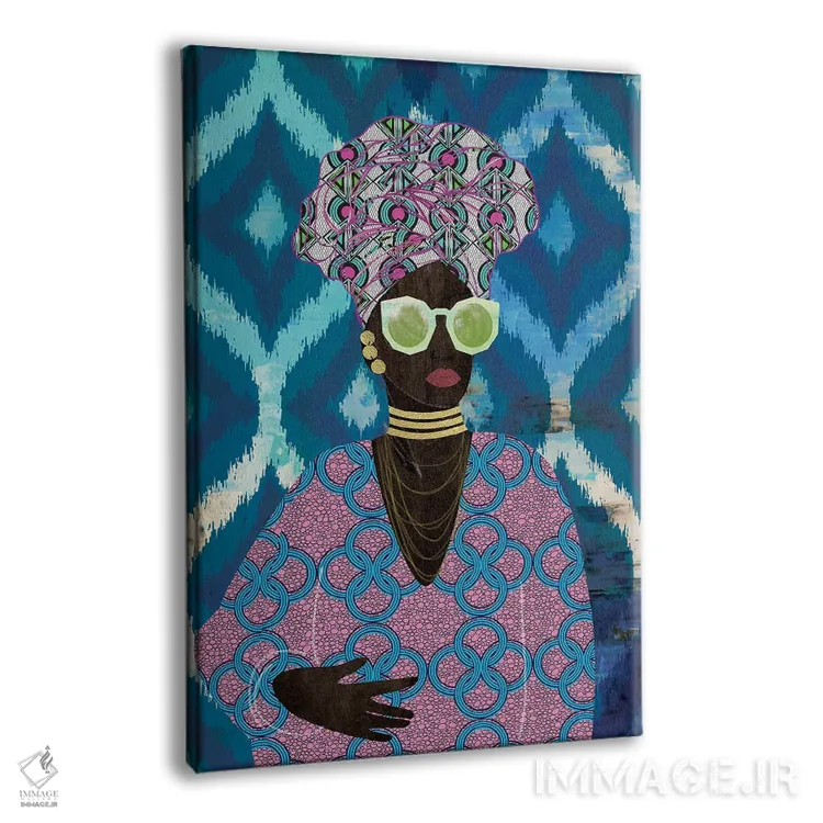 تابلو دکوراتیو ملکه مدرن با توربان اثر نیکی چو - نمای پرسپکتیو محصول