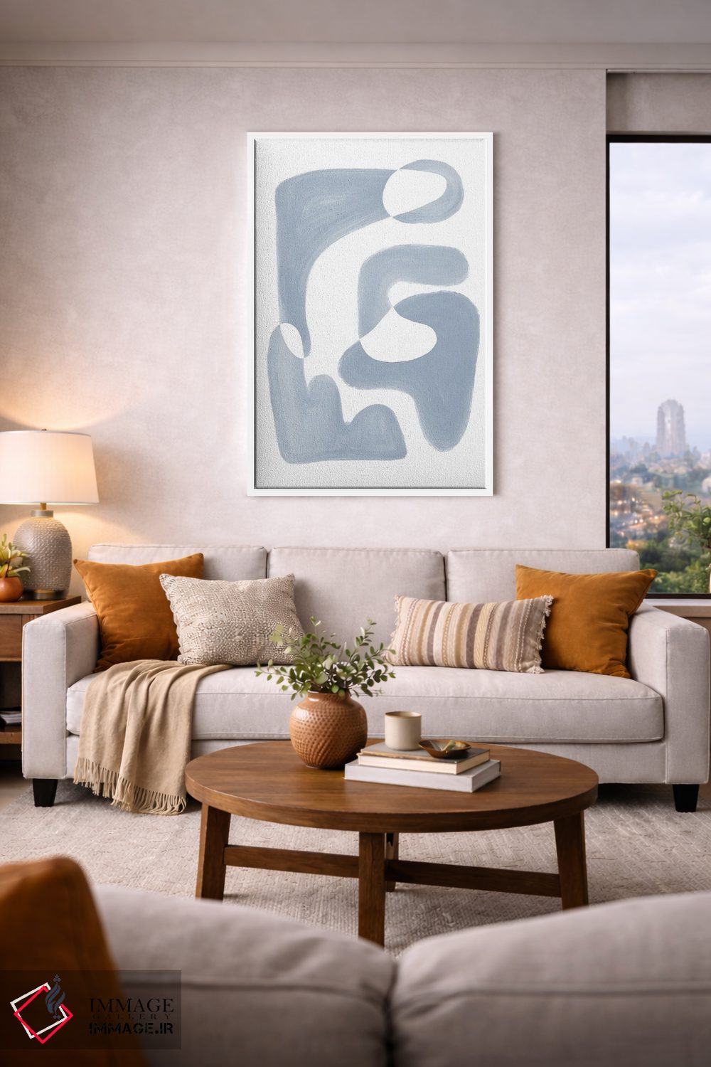 تابلو مینیمال شکل انتزاعی آبی اثر نیکی - D5W