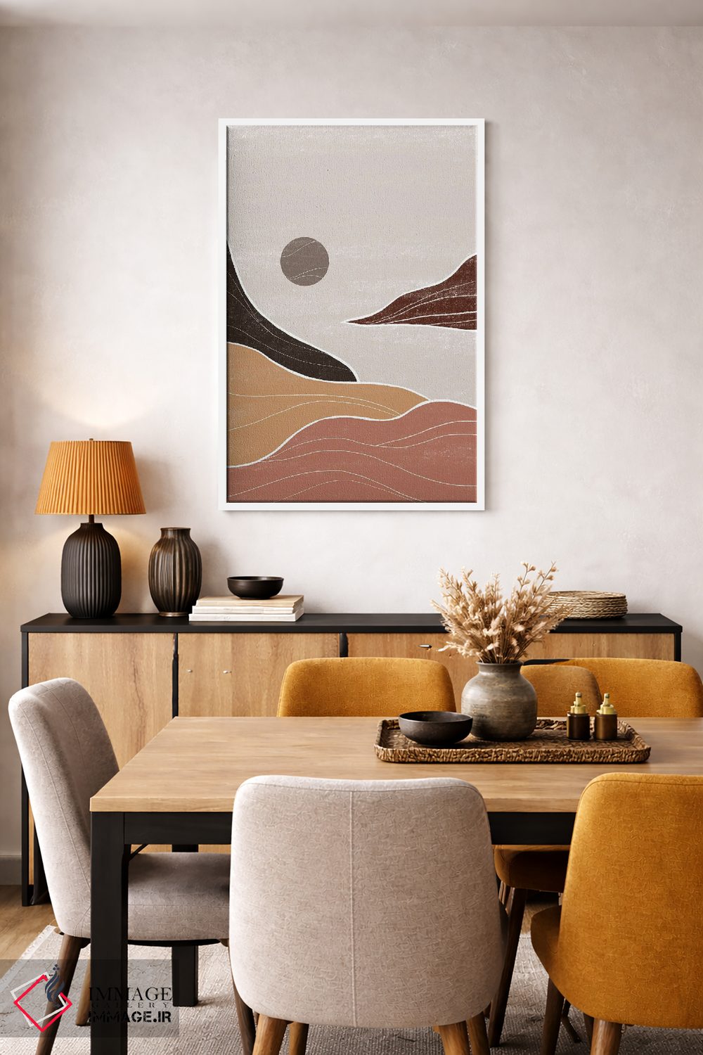 تابلو مینیمال منظره دریایی قهوه ای و خاکستری اثر نیکی - D5W