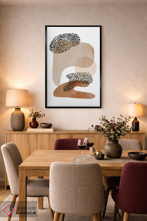 تابلو مینیمال سبک میانه قرن بژ و سیاه اثر نیکی - D4B