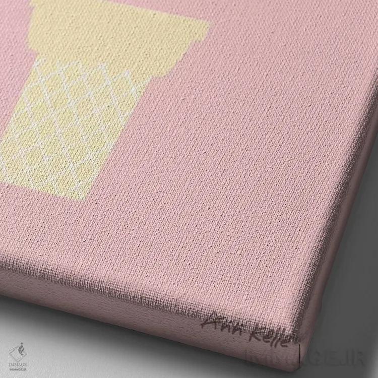 تابلو مینیمال بستنی و گیلاس اثر آن کله - نمای نزدیک بافت بوم