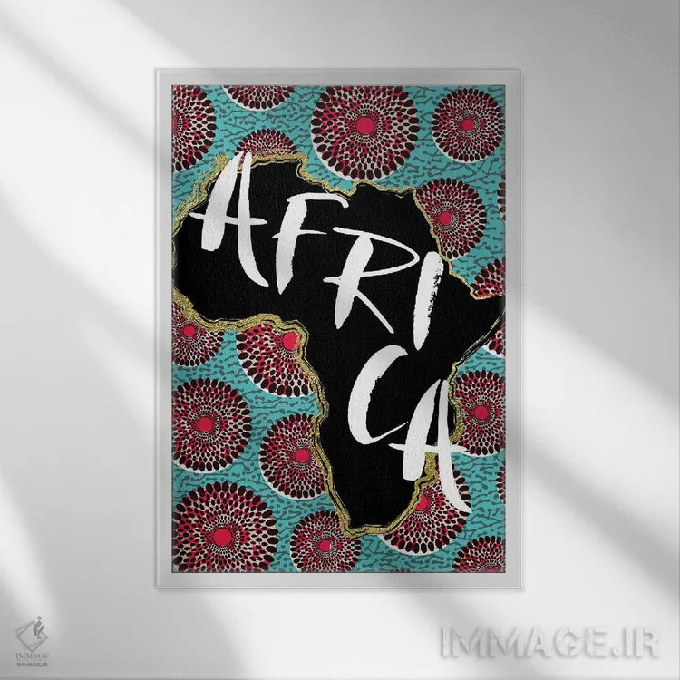 تابلو دکوراتیو نقشه آفرو اثر نیکی چو - نمای قابدار سفید