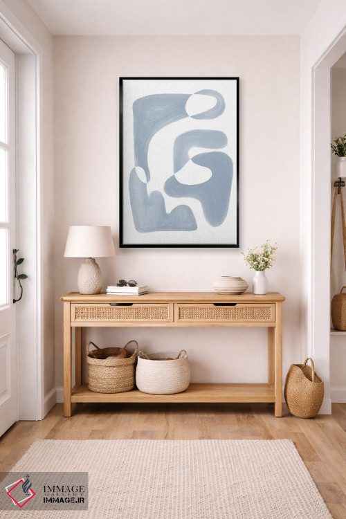 تابلو مینیمال شکل انتزاعی آبی اثر نیکی - D6B