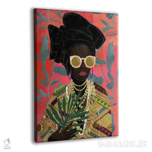 تابلو دکوراتیو زن مدرن با توربان اثر نیکی چو - نمای پرسپکتیو محصول