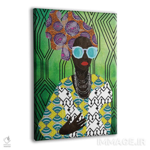 تابلو دکوراتیو زن مدرن با توربان اثر نیکی چو - نمای پرسپکتیو محصول