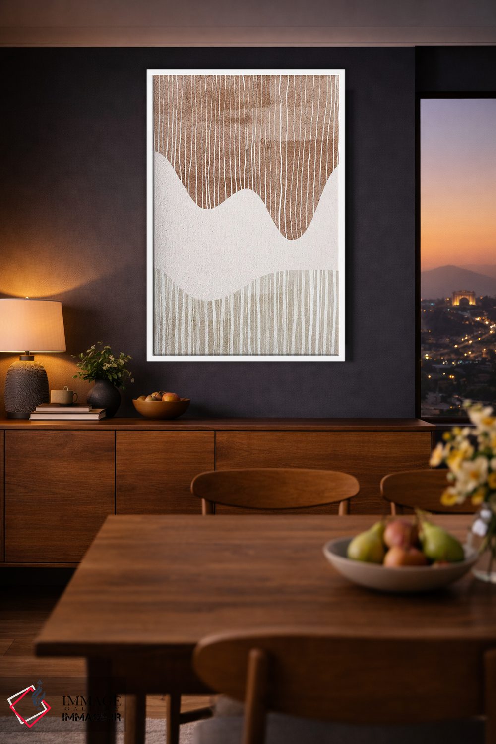 تابلو مینیمال شکل قهوه ای بژ اثر نیکی - D2W