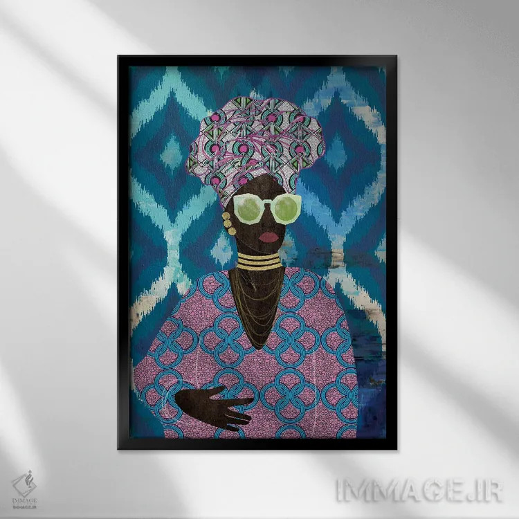 تابلو دکوراتیو ملکه مدرن با توربان اثر نیکی چو - نمای قابدار مشکی