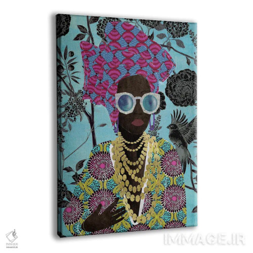 تابلو دکوراتیو زن مدرن با توربان اثر نیکی چو - نمای پرسپکتیو محصول