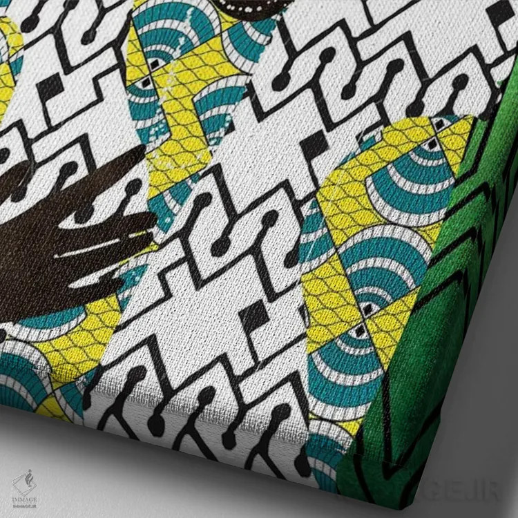 تابلو دکوراتیو زن مدرن با توربان اثر نیکی چو - نمای نزدیک بافت بوم