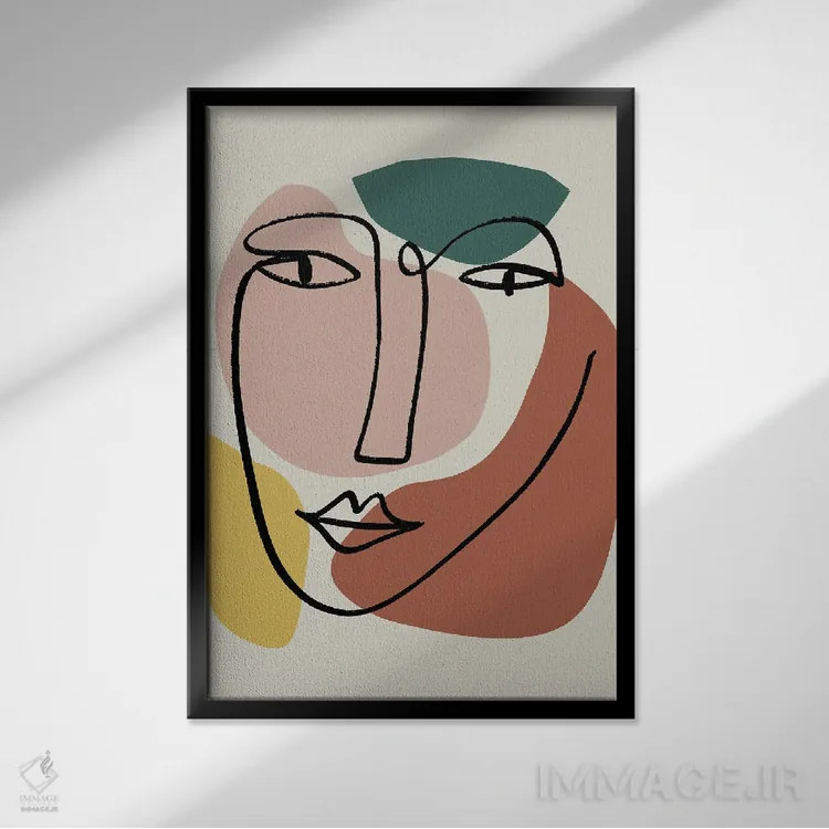 تابلو مینیمال چهره نوستالژیک جدید اثر نیکی چو - نمای قابدار مشکی