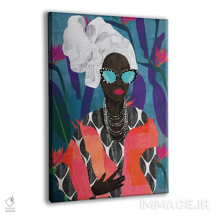 تابلو دکوراتیو زن مدرن با توربان اثر نیکی چو - نمای پرسپکتیو محصول