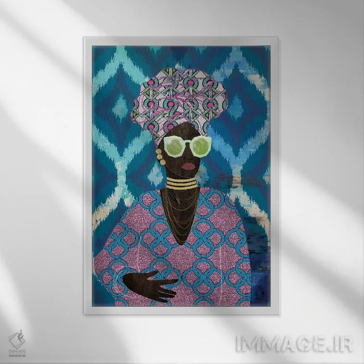 تابلو دکوراتیو ملکه مدرن با توربان اثر نیکی چو - نمای قابدار سفید