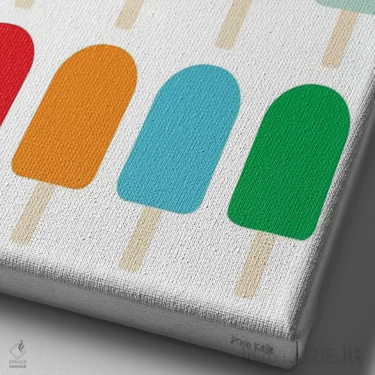 تابلو مینیمال تفریح با پاپ سیکل اثر آن کله - نمای نزدیک بافت بوم