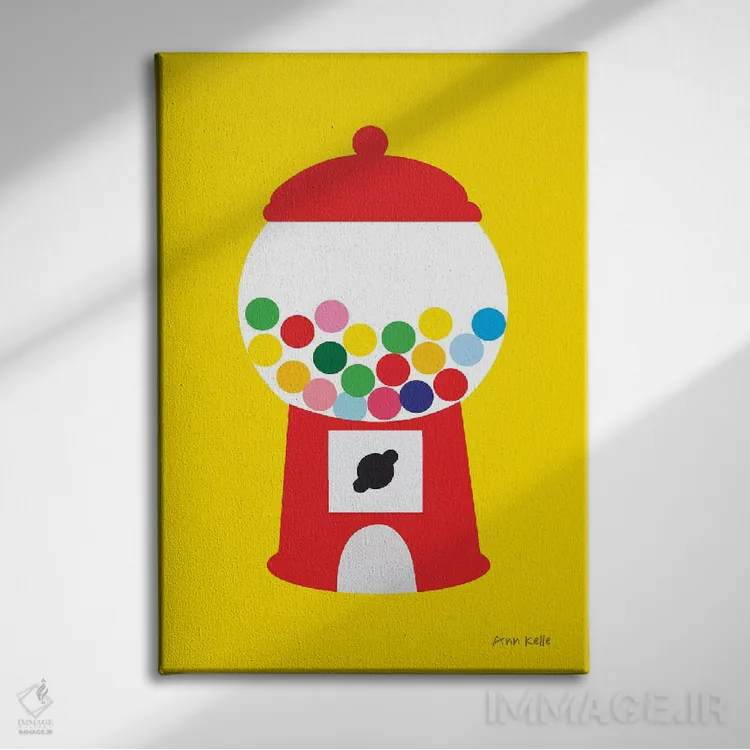 تابلو مینیمال دستگاه آدامس فروشی اثر آن کله - نمای روبهرو روی دیوار