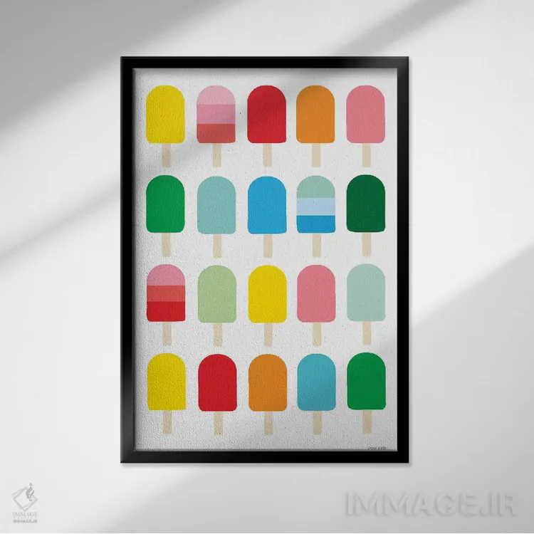 تابلو مینیمال تفریح با پاپ سیکل اثر آن کله - نمای قابدار مشکی