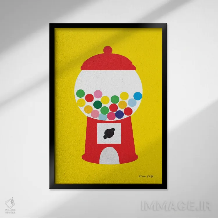 تابلو مینیمال دستگاه آدامس فروشی اثر آن کله - نمای قابدار مشکی