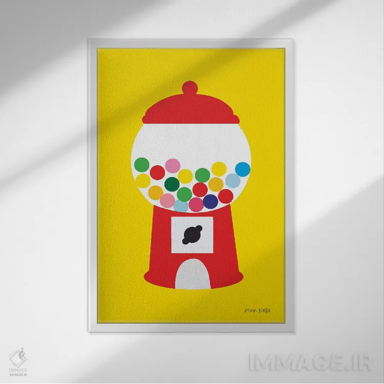 تابلو مینیمال دستگاه آدامس فروشی اثر آن کله - نمای قابدار سفید