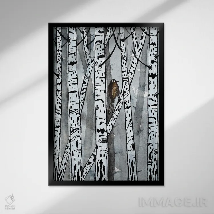 تابلو دکوراتیو پرنده شب اثر ناینکه کویپرز - نمای قابدار مشکی