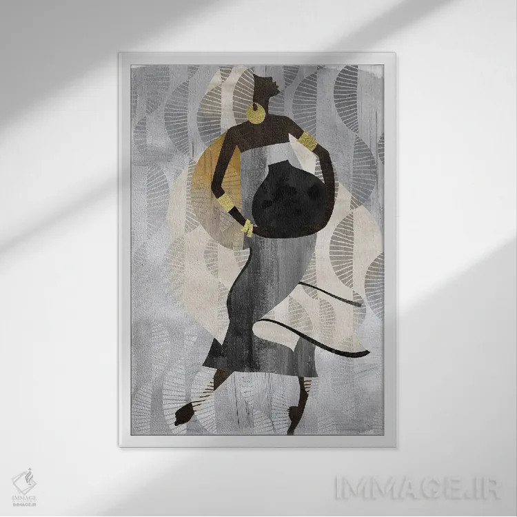 تابلو دکوراتیو زن رقصان خنثی اثر نیکی چو - نمای قابدار سفید
