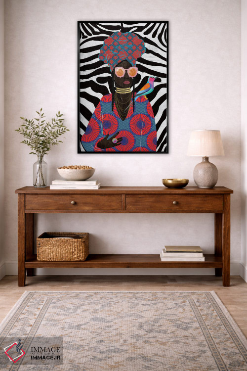 تابلو دکوراتیو ملکه مدرن با توربان اثر نیکی چو - D3B