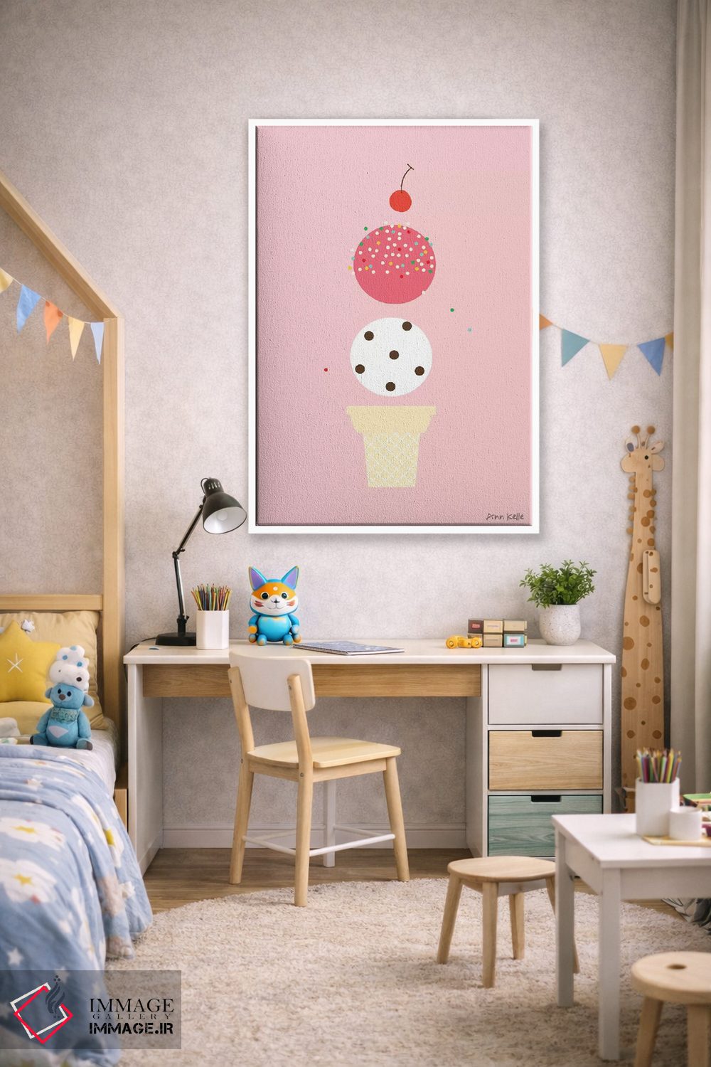 تابلو مینیمال بستنی و گیلاس اثر آن کله - D2W