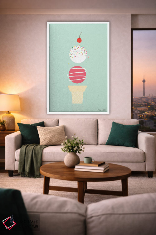 تابلو مینیمال بستنی و گیلاس اثر آن کله - D1W