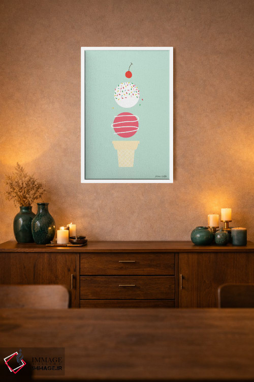 تابلو مینیمال بستنی و گیلاس اثر آن کله - D2W