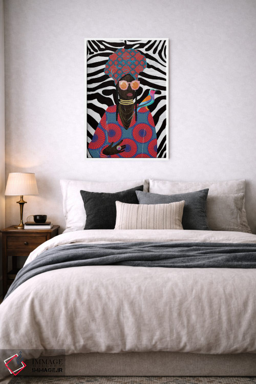 تابلو دکوراتیو ملکه مدرن با توربان اثر نیکی چو - D5W