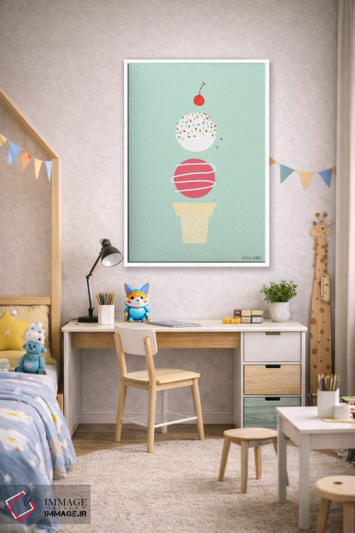 تابلو مینیمال بستنی و گیلاس اثر آن کله - D3W