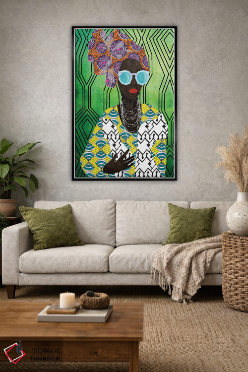 تابلو دکوراتیو زن مدرن با توربان اثر نیکی چو - D1B