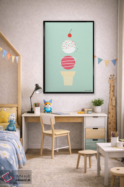 تابلو مینیمال بستنی و گیلاس اثر آن کله - D4B