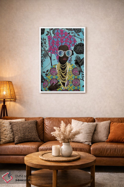 تابلو دکوراتیو زن مدرن با توربان اثر نیکی چو - D2W