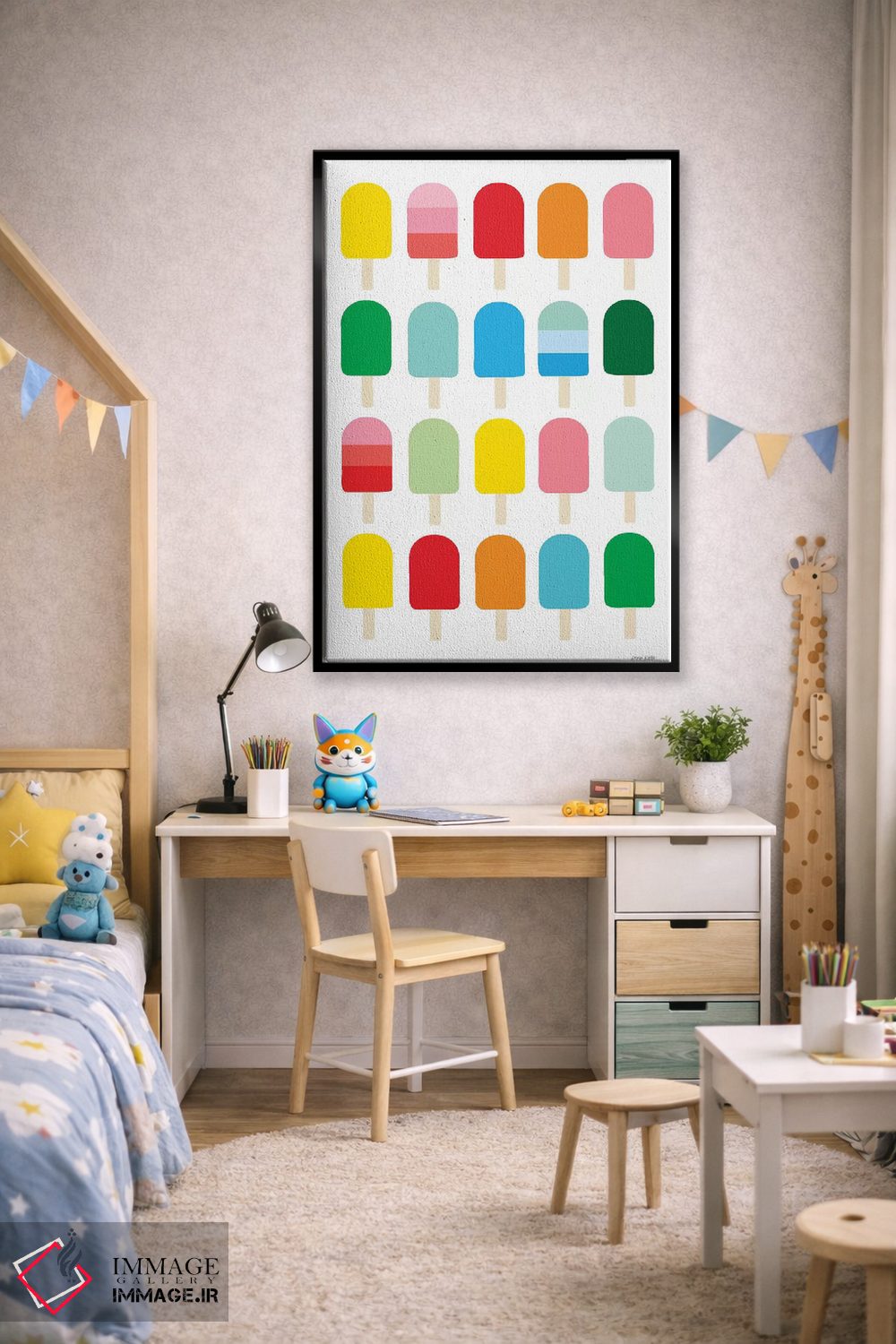 تابلو مینیمال تفریح با پاپ سیکل اثر آن کله - D2B