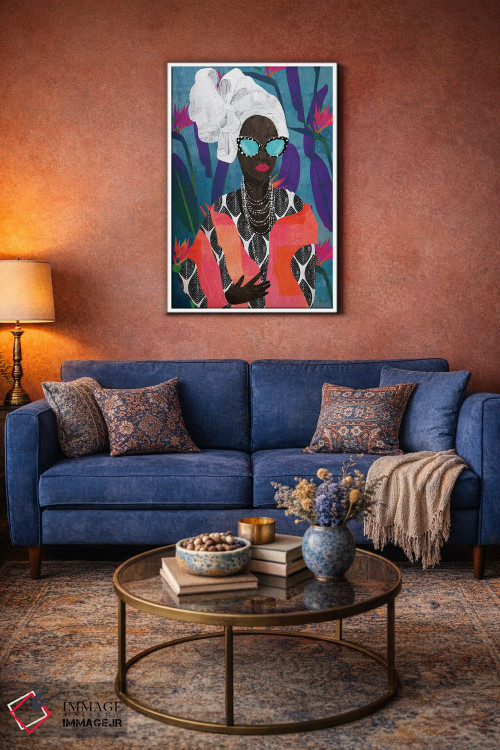 تابلو دکوراتیو زن مدرن با توربان اثر نیکی چو - D2W