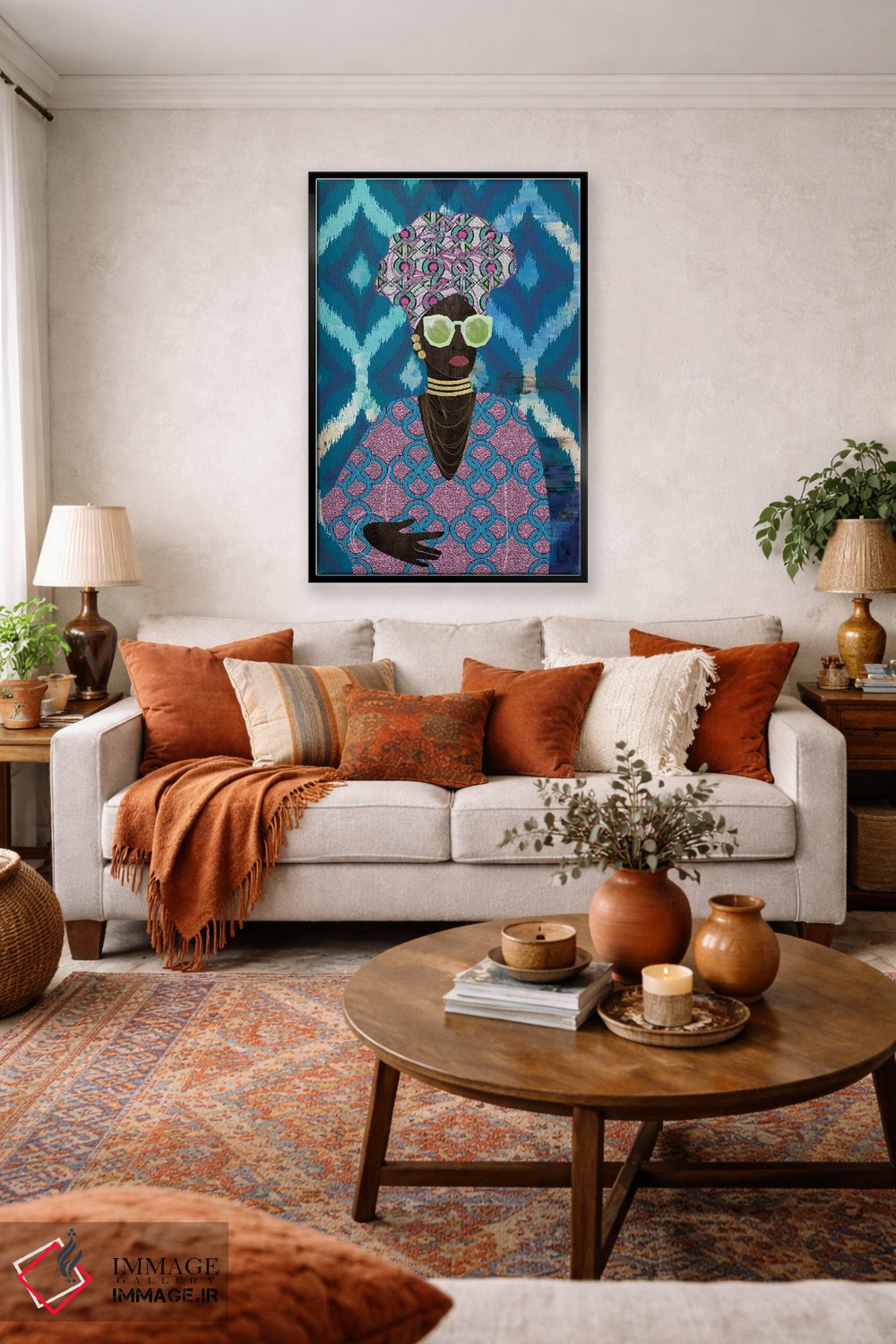 تابلو دکوراتیو ملکه مدرن با توربان اثر نیکی چو - D3B