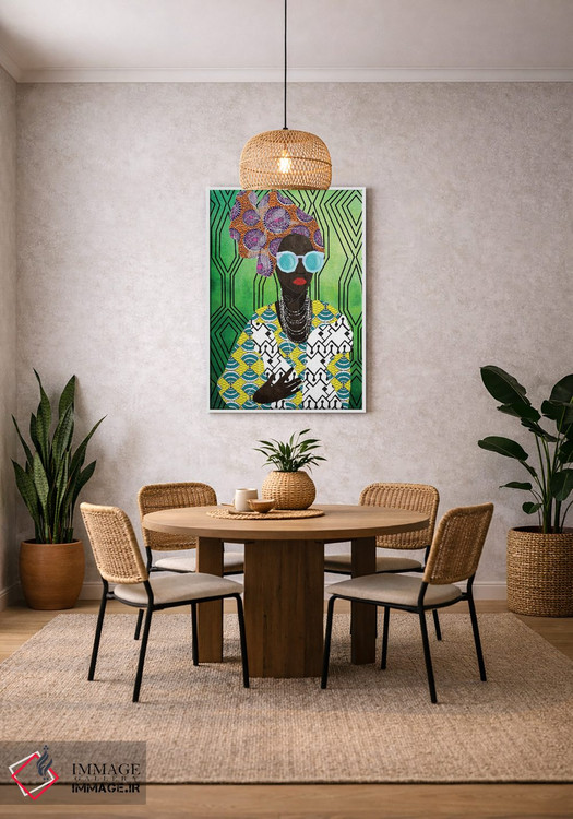 تابلو دکوراتیو زن مدرن با توربان اثر نیکی چو - D2W