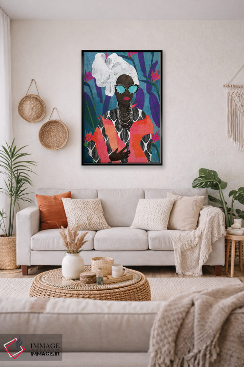 تابلو دکوراتیو زن مدرن با توربان اثر نیکی چو - D4B