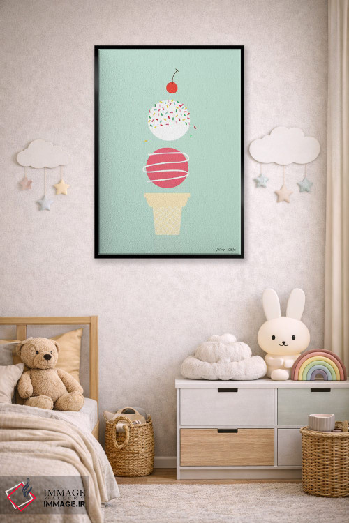 تابلو مینیمال بستنی و گیلاس اثر آن کله - D6B