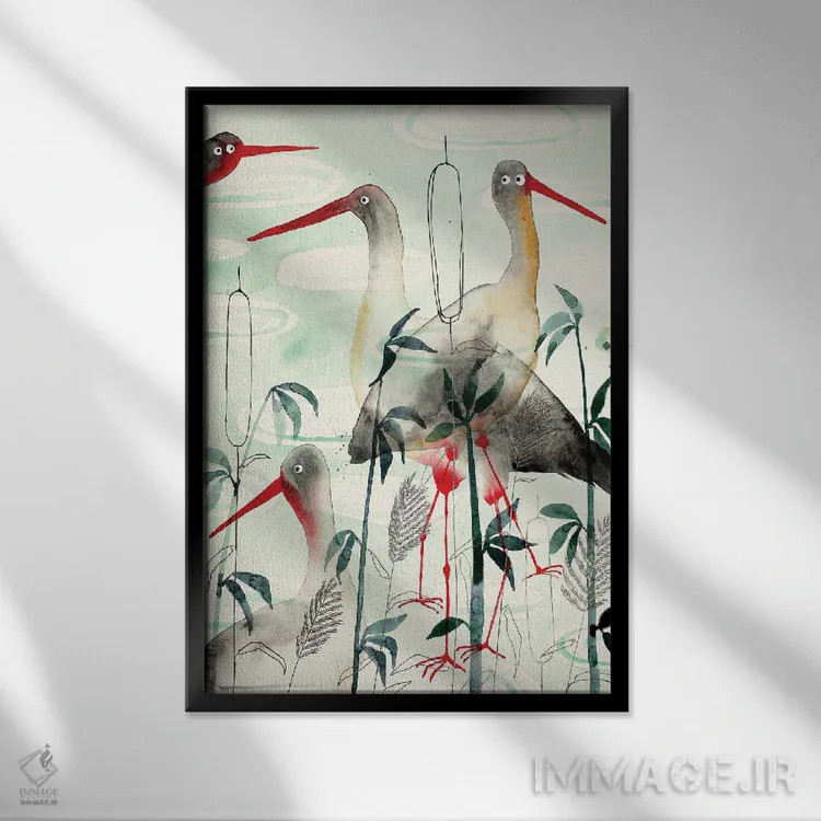 تابلو دکوراتیو لک لک ها اثر ناینکه کویپرز - نمای قابدار مشکی