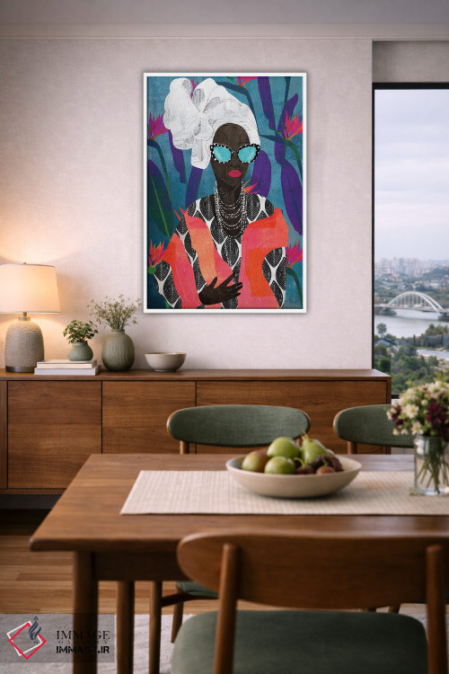 تابلو دکوراتیو زن مدرن با توربان اثر نیکی چو - D6W