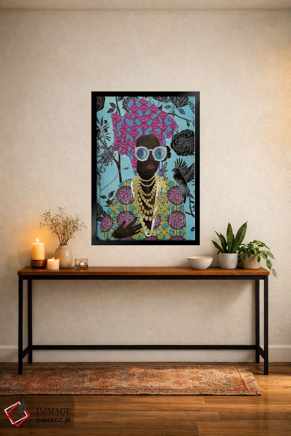 تابلو دکوراتیو زن مدرن با توربان اثر نیکی چو - D5B