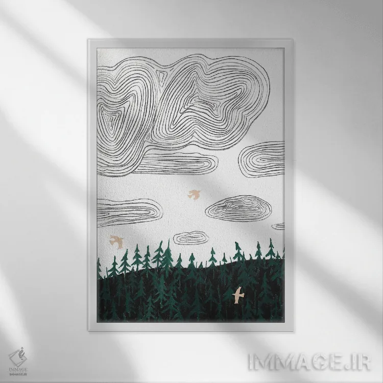 تابلو دکوراتیو پرندگان اثر ناینکه کویپرز - نمای قابدار سفید