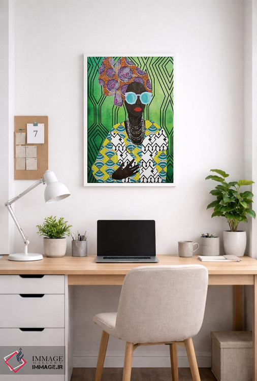 تابلو دکوراتیو زن مدرن با توربان اثر نیکی چو - D4W